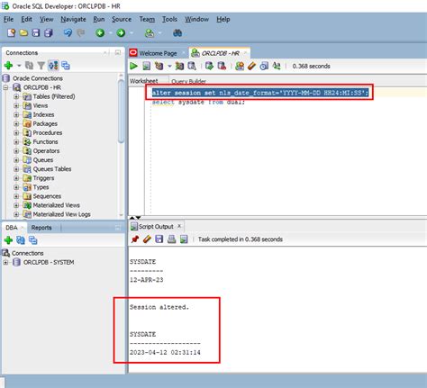 change date format in sql developer preferences