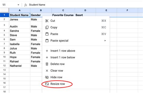change default row height in google sheets