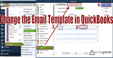 Change Email Template in Quickbooks