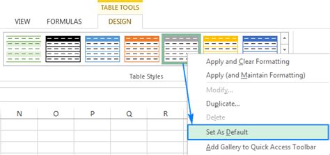 Change Excel Table Style