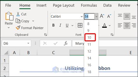 change font size in data table excel