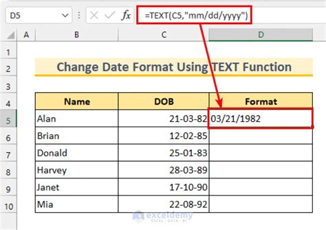 Change Date Format in Excel