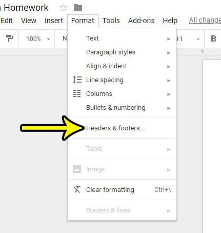 change header size in google docs