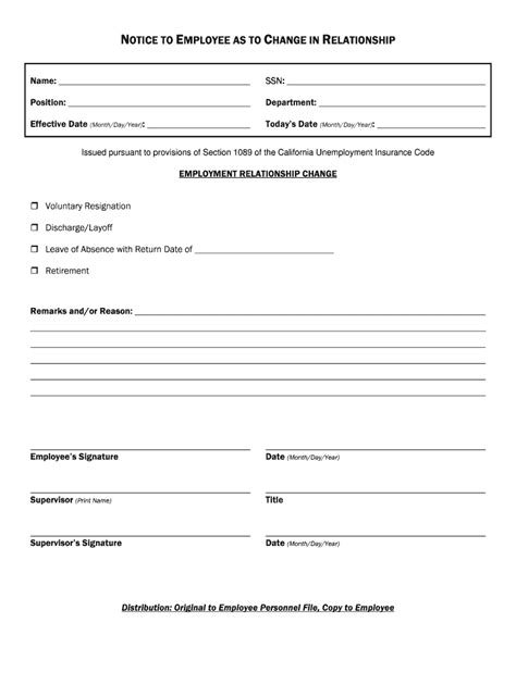 change in relationship form template