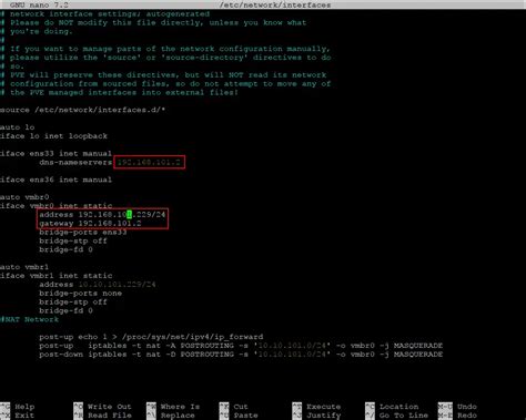 change ip address proxmox terminal
