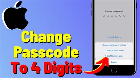 change iphone pin code to 4 digits