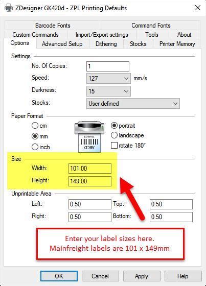 Change Label Size On Zebra Printer