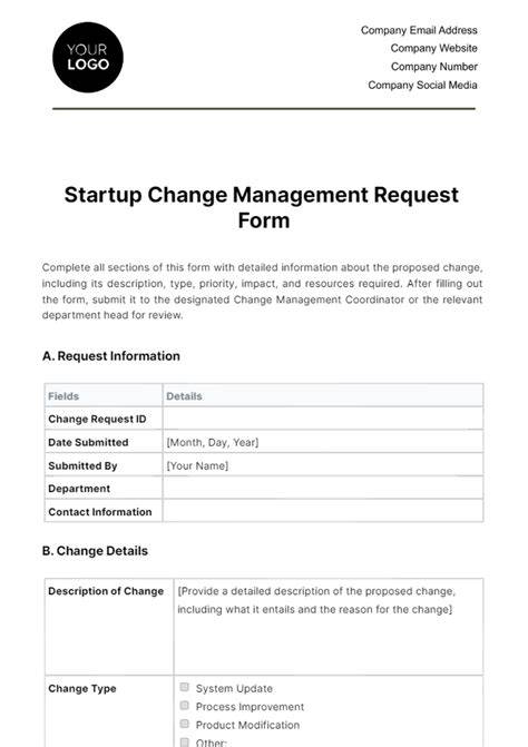 change management request form template