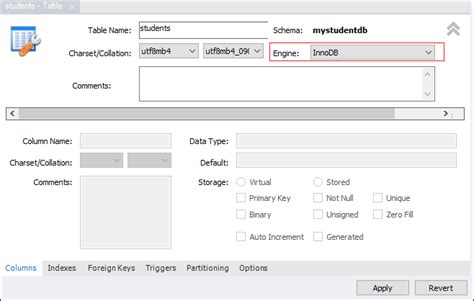 Change Mysql Engine
