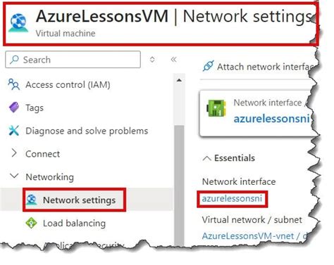 Change Network Azure Vm