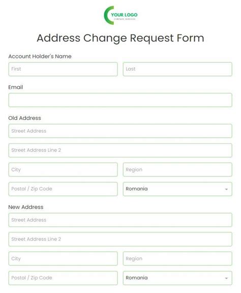 change of address request form template