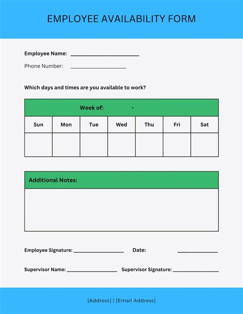 change of information availability form template