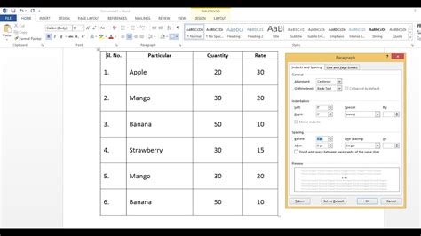 Change Paragraph In Table In Word