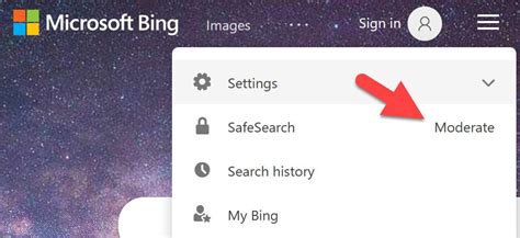 Change Safe Search Settings Bing