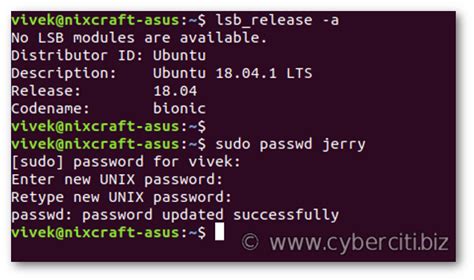 change sudo password for user linux