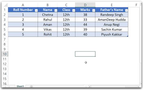 Change Table Array Name Excel