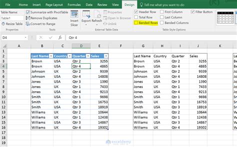 Change Table Definition Excel