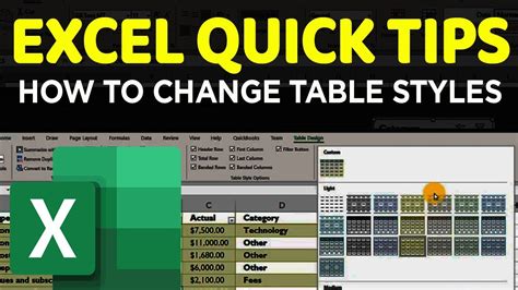Change Table Design In Excel