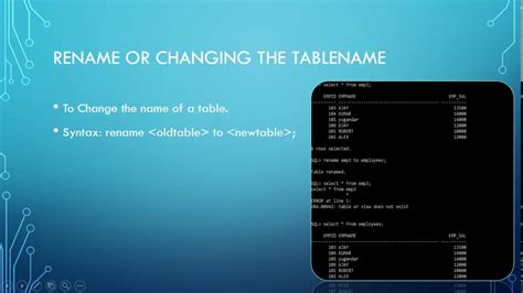Change Table Name Oracle