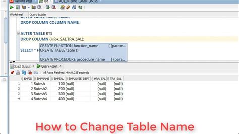 Change Table Name Query In Mysql