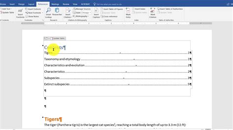 Change Table Reference Word