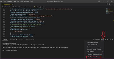 change terminal in vs code