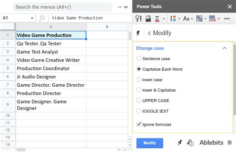 Change Text Case In Google Sheets