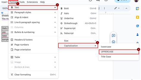 change text to caps in google sheets