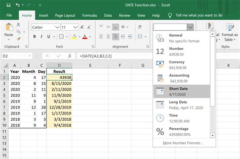 change to date in excel