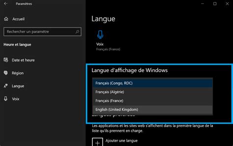 changement de langue windows 11