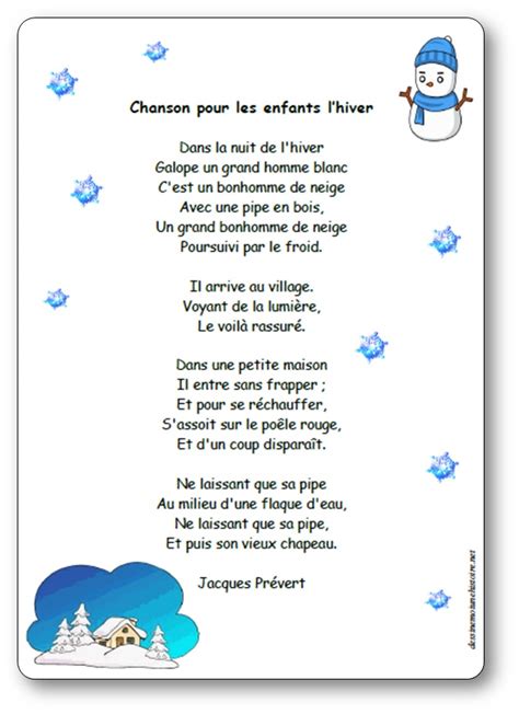 chanson avec le mot hiver