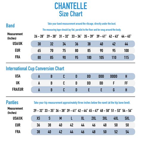 chantelle bra size chart