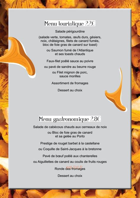 Chanterelle Menu