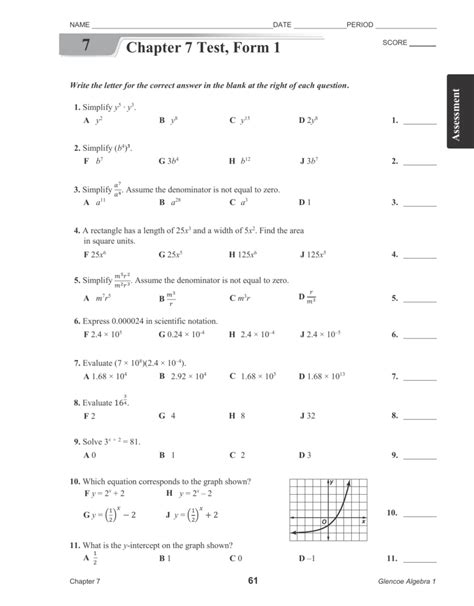 Chapter 7 Quiz 2 Algebra 1 Answers
