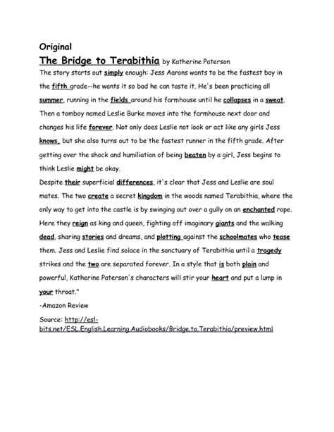 chapter 11 summary of bridge to terabithia