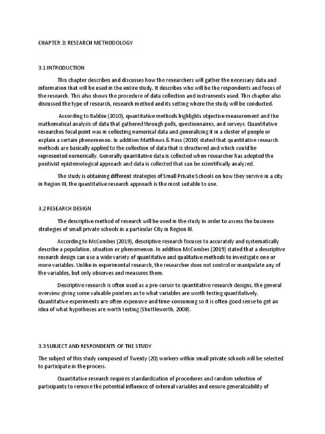 chapter 3 research setting example quantitative