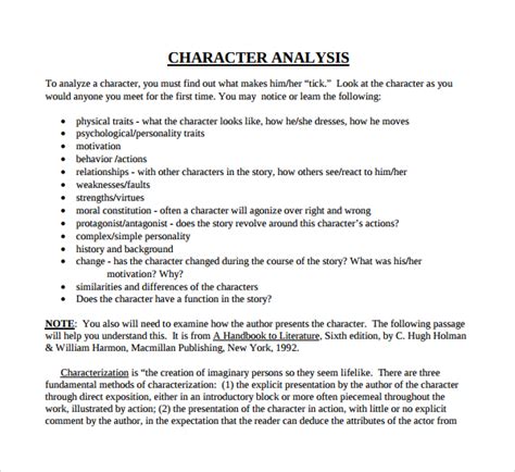 character analysis example pdf