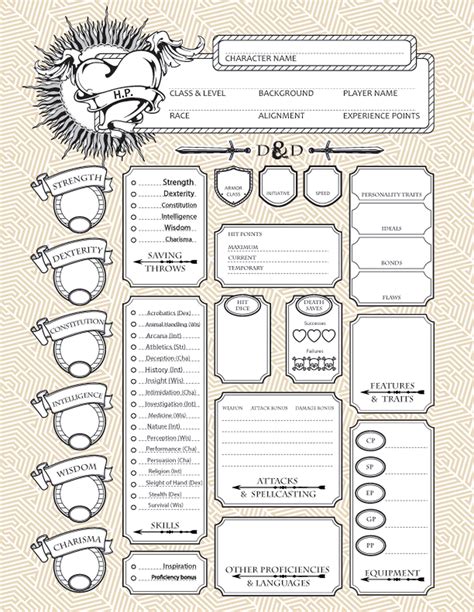 character sheets