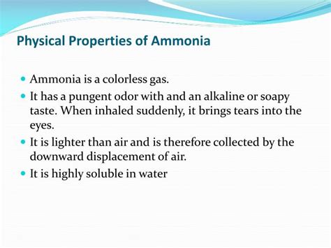 characteristics of ammonia gas