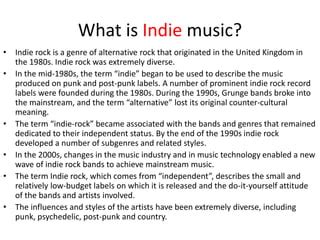 characteristics of indie rock music