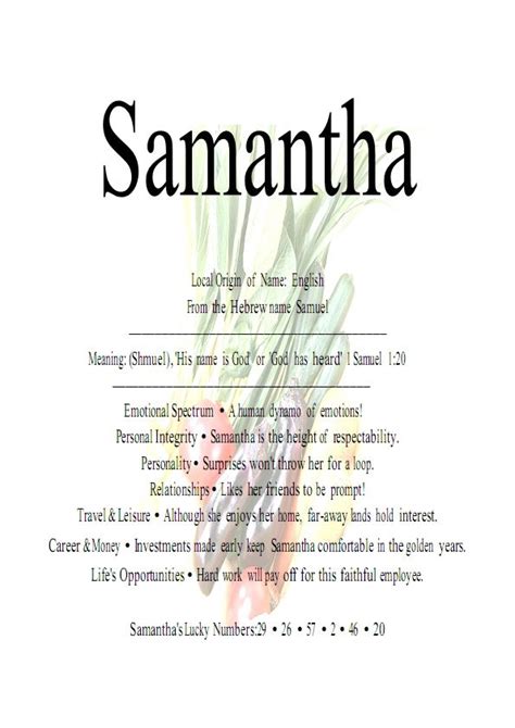 characteristics of name samantha