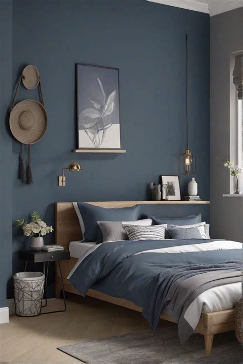 Charcoal And Blue Bedroom