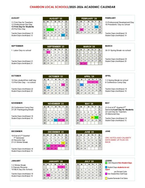 Chardon Schools Calendar