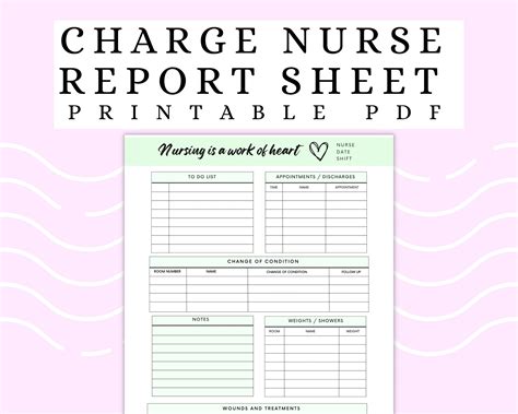 charge nurse report sheet template