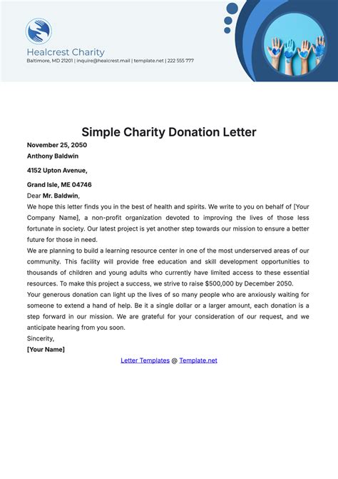 Charitable Donation Request Template