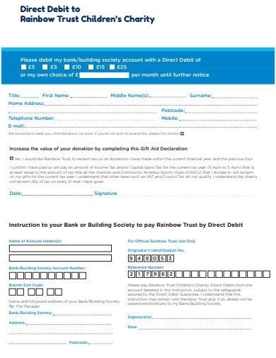charity direct debit form template