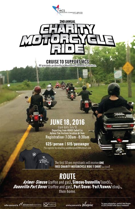 charity motorcycle rides near me
