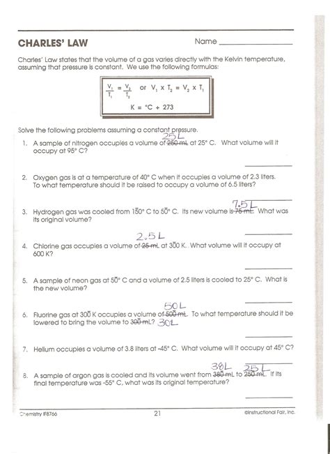 charles' law worksheet with answers doc