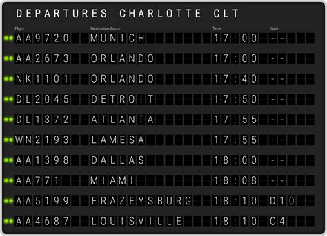 charlotte douglas airport flight schedule