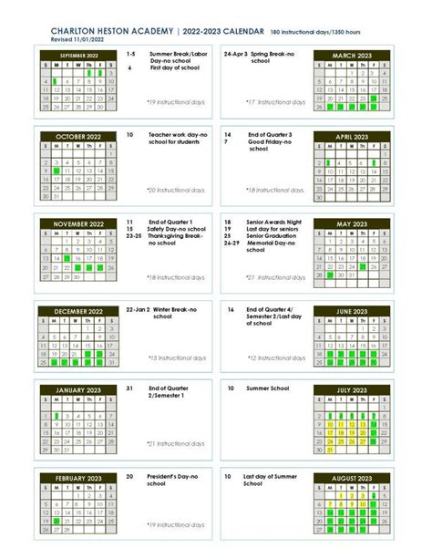 charlton heston school calendar